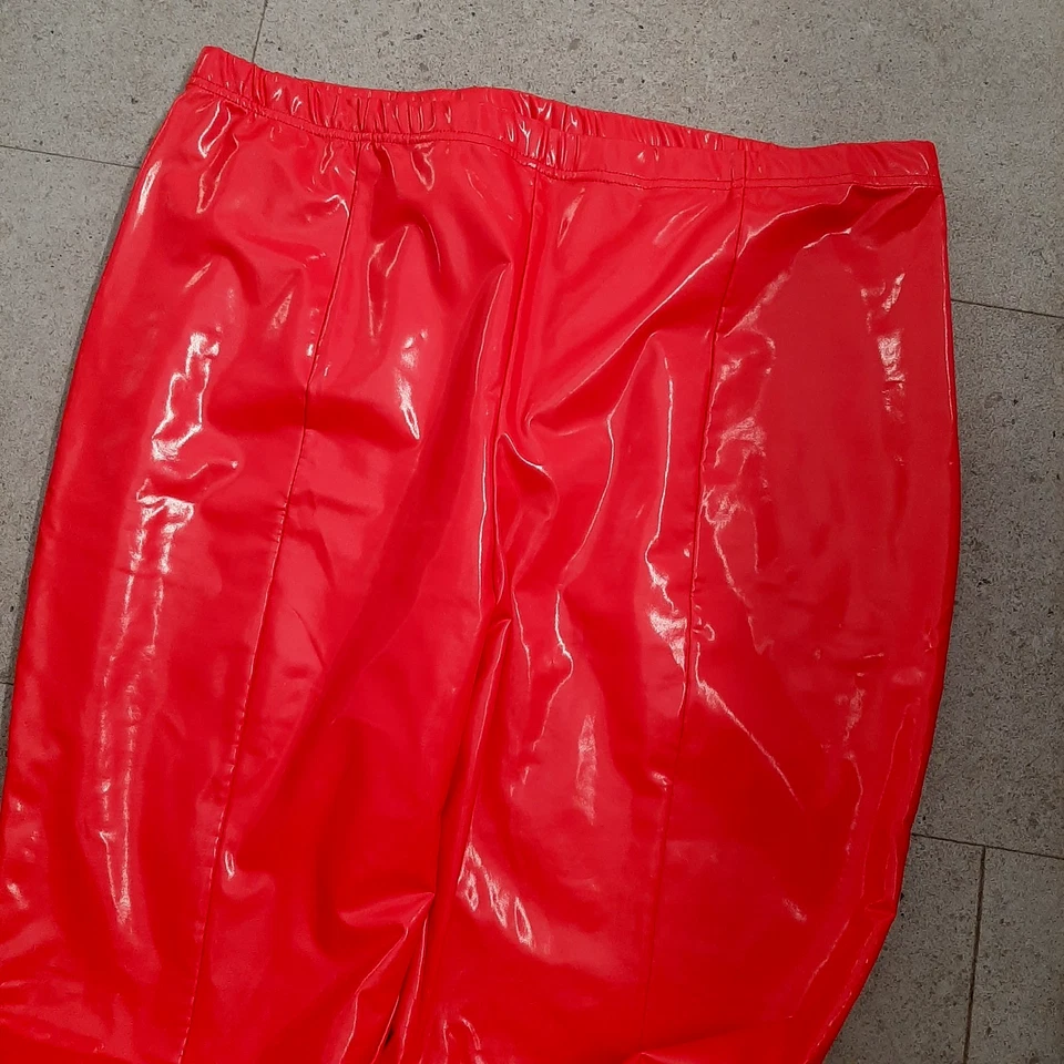 Clubwear - Rot glänzende Lacklederimitat Leggings Gr. 1 XL passt bis 46-50 - Bild 3 von 4