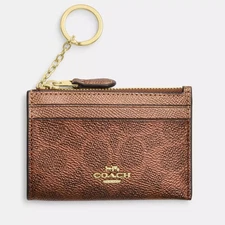 Coach Brown/Copper Signature Canvas Mini Skinny Id Case (CCS50) - NWT