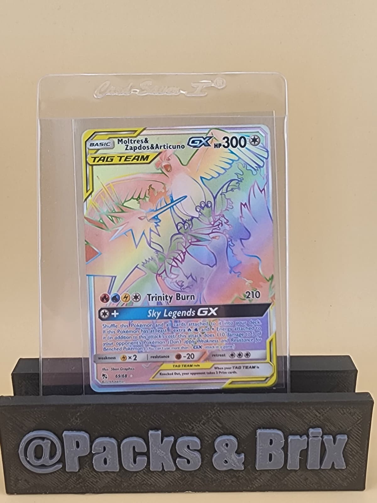 Moltres & Zapdos & Articuno GX (Secret) 69/68 Hidden Fates Holo Near Mint (NM)