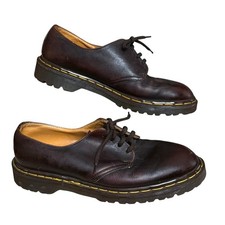 Dr Martens Y2K Leather Oxford Shoes Mens Sz 7 UK Made in England Vtg 1561 Brown