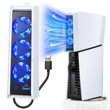 Cooling Fan for PS5 Slim Digital/Disc, Auto Speed Adjustable by Temperature S...