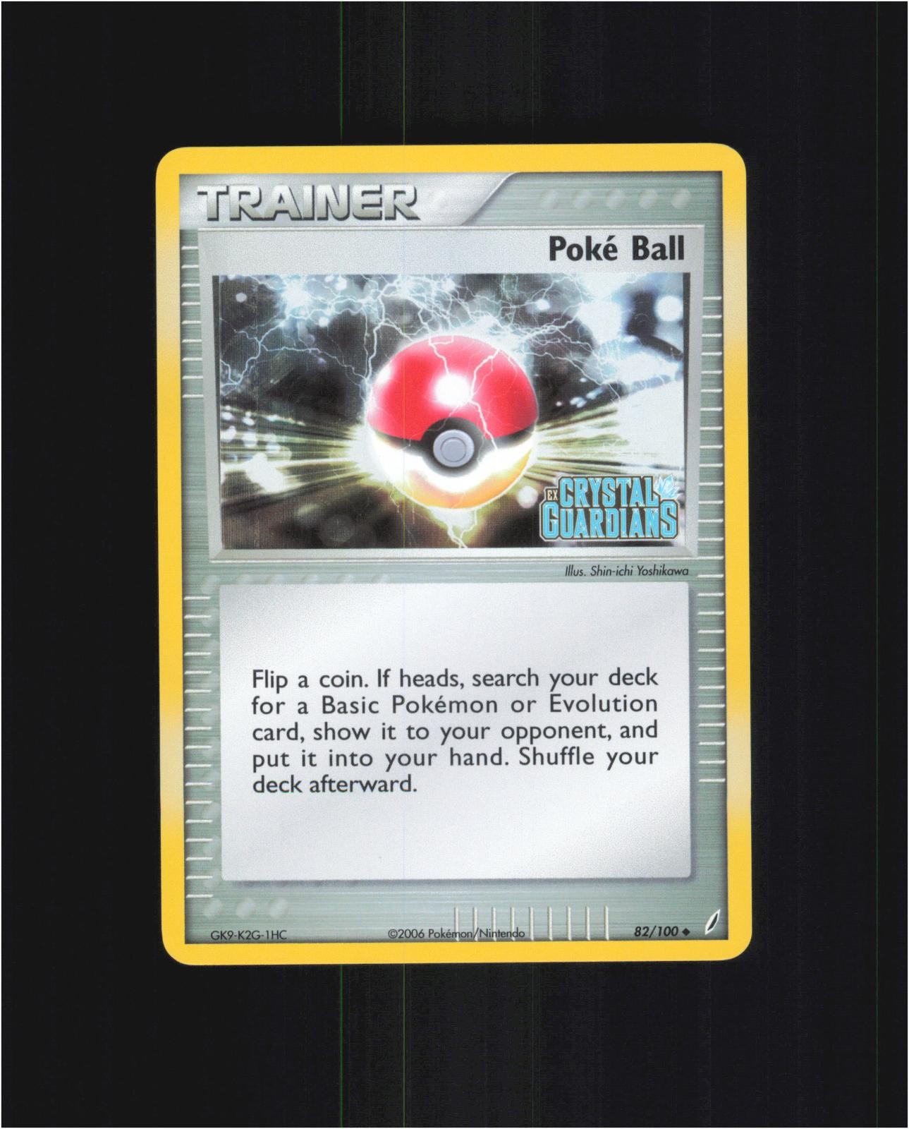 Poke Ball 82/100 Uncommon Crystal Guardians Pokemon Reverse Holo Near Mint