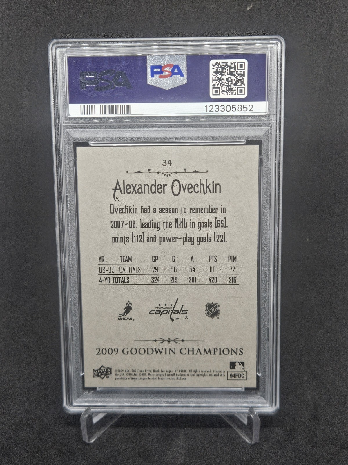 2009 Upper Deck Goodwin Champions Alex Ovechkin Washington Capitals PSA 10 view 2
