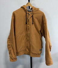 Berne Mens FR Flame Resistant Duck Hooded Jacket Brown Sz L Tall Workwear