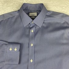 Charles Tyrwhitt Dress Shirt Mens 18-38 Blue Micro-Check Classic Fit Non Iron