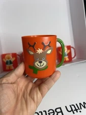 Fun Express Holiday Reindeer Plastic Mugs Set of 5