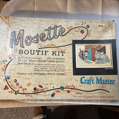 Vtg 1963  Craft Master Mosette Boutif Exotic Mosaic Kit KITTENS MBS-53  COMP