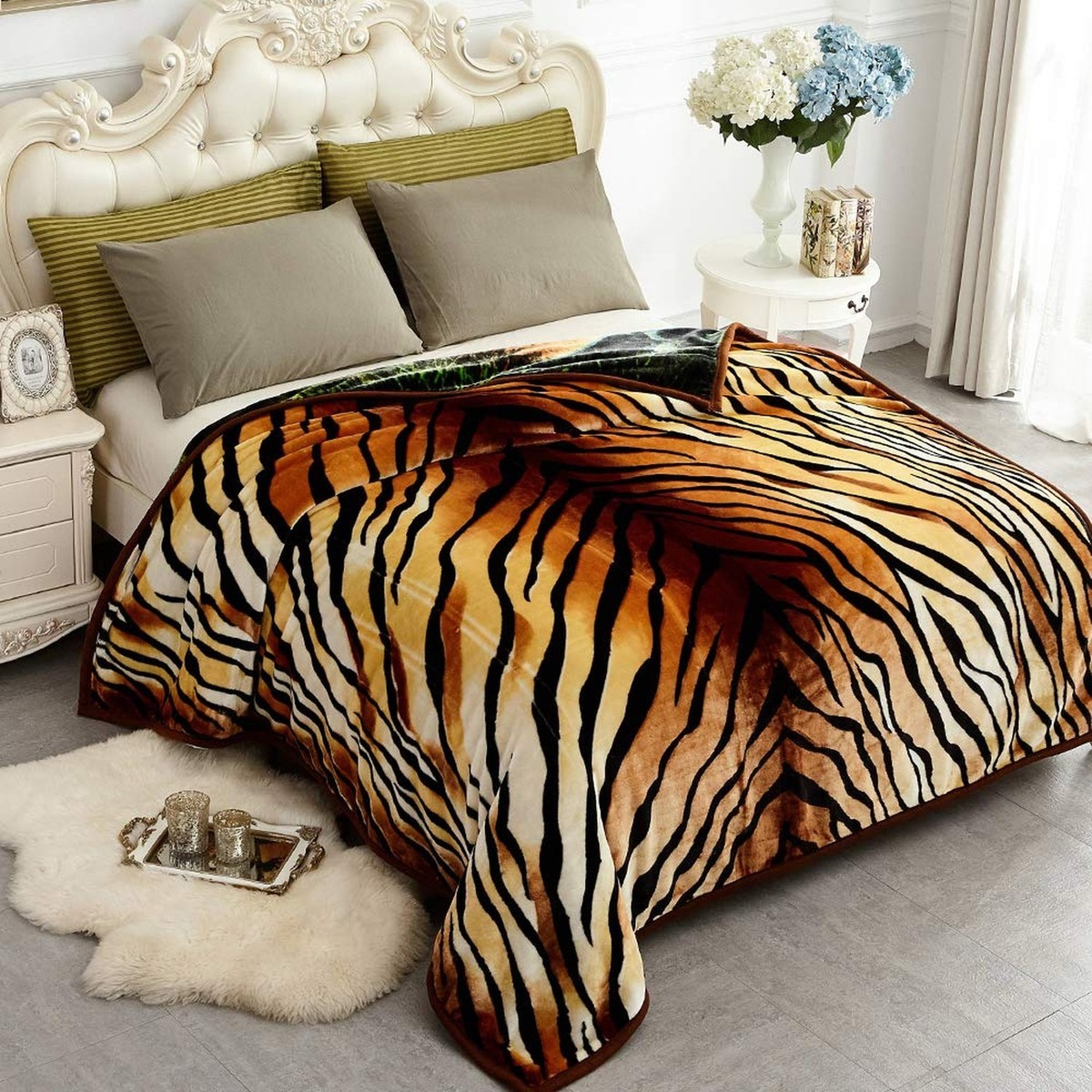 JYK Thick Korean Faux Mink Fleece Blanket - 75'x87' Reversible