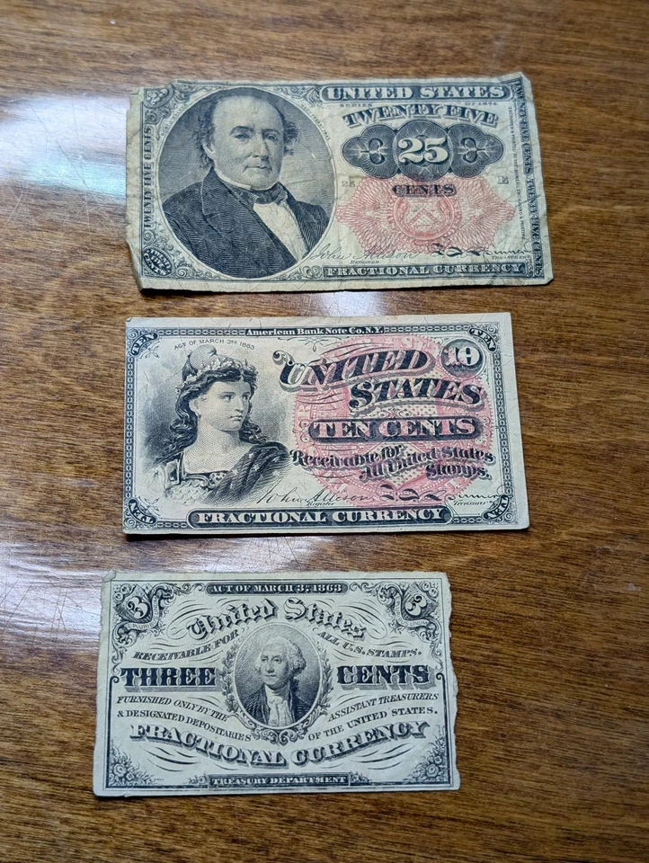 Lot of 3 US Fractional Currency Note: 10c, 3c, & 25c - Image 3 of 4