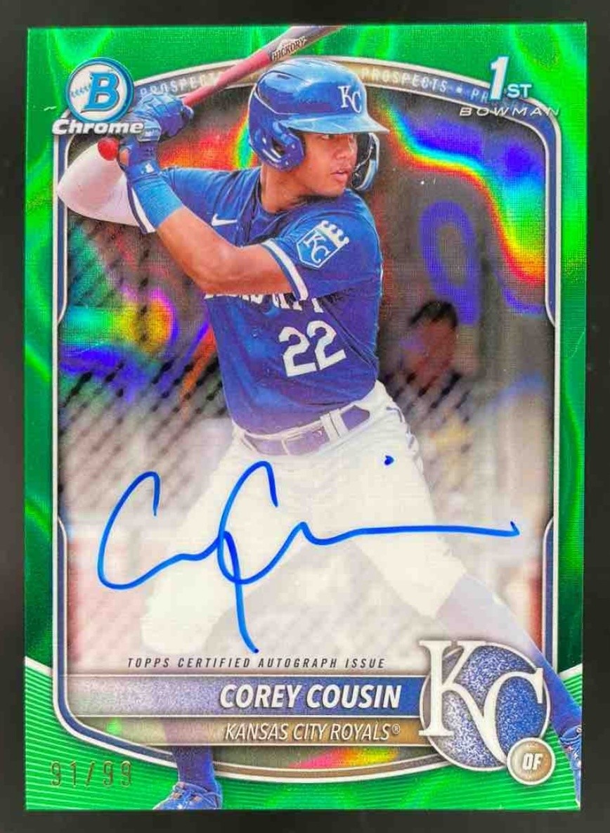 2025 Bowman Chrome Corey Cousin Auto Green Lava Refractor 1st Prospect #91/99