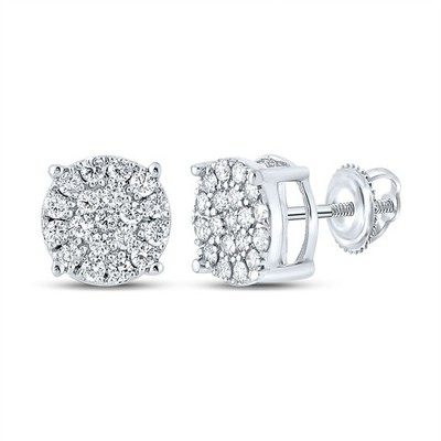 Runde Ohrstecker 0,42 ctw natürlicher Diamant 14 kt Weißgold
