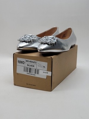 Journee Collection Women's Renzo Slip On Ballet Dress Flats, Silver Size 10WD