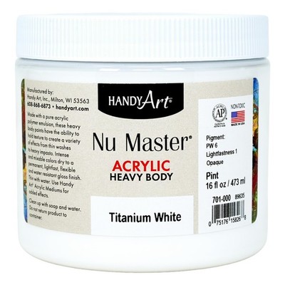 Handy Art Heavy Body Acrylic Paint, 16 Fl Oz (Pack of 1), Titanium White