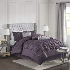 7 Piece Tufted Comforter Set Plum King