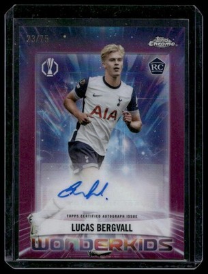 2024-25 Topps Chrome UEFA Lucas Bergvall Wonderkids Magenta Auto #/75