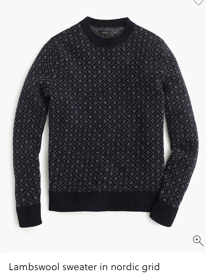 J Crew 100% Lambs Wool Nordic Grid Fair Isle Sweater Men’s Medium - Image 2 of 4