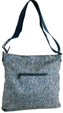 Image of "Grace" Spot print Zipped Cross-Body / Shoulder Bag - Navy/ Ecru