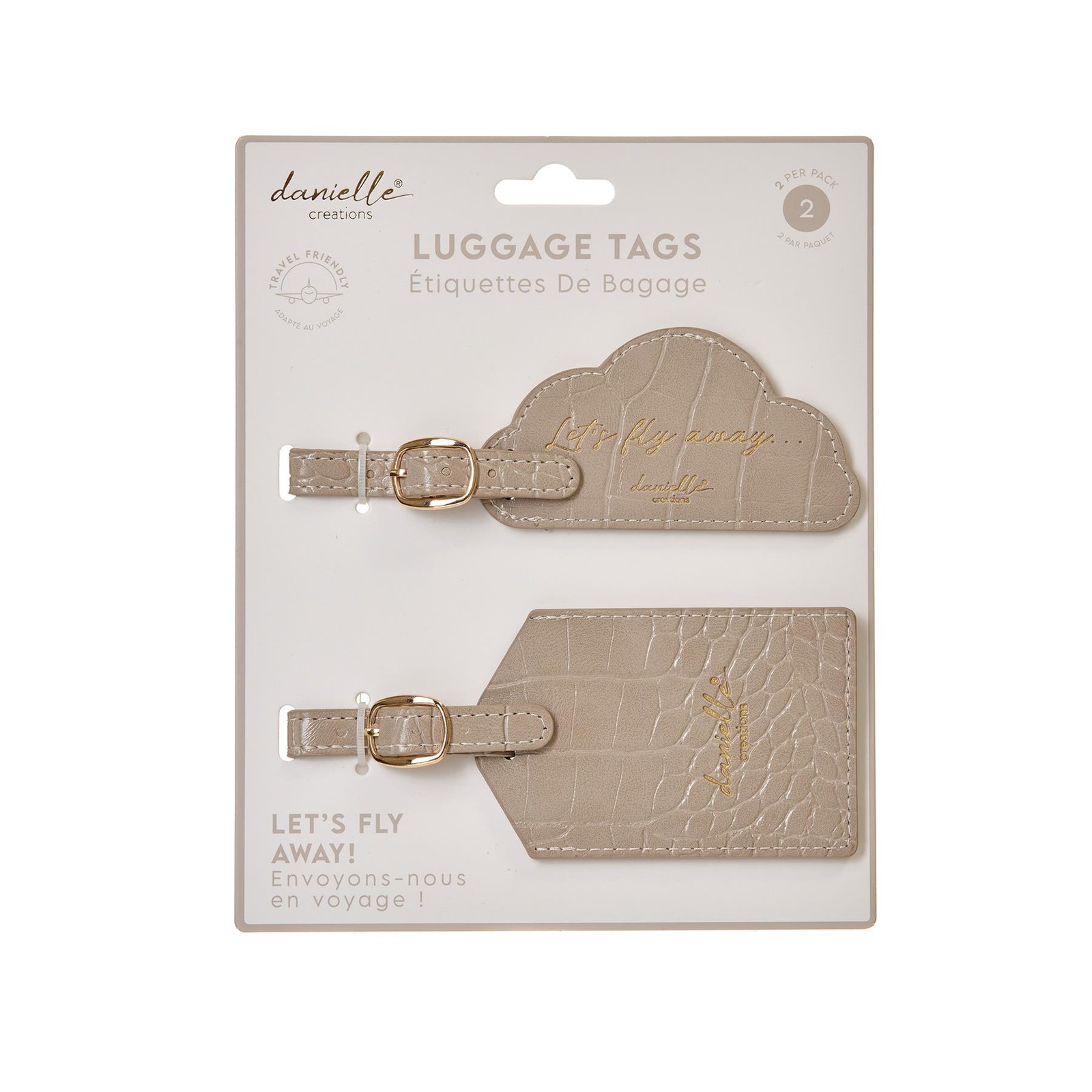 Travel Luggage Tags Suitcase Name Address ID Buckle Holders PVC Croc Taupe