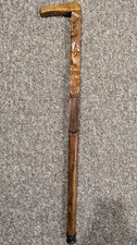 CARVED WOOD WALKING STICK HANDMADE FOLK ART VINTAGE WALKING STICK