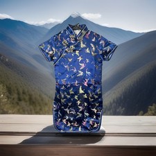 Girls Satin Butterfly Chinese Dress Blue Butterfly Purchased In China Size 4