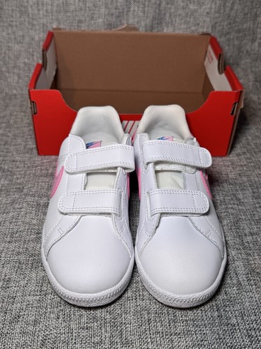 Nike Kids Court Royale Sneakers (PSV) Kids Size 12.5C White/Pink/Blue 833536 110 - Picture 7 of 9