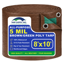 Tarp Supply Multi Purpose Brown/Green Poly Tarp 5 Mil Shelter RV Camping Cover