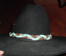 Southwest Turquoise Gold Silver Beaded Glass Mens Stretch Hatband