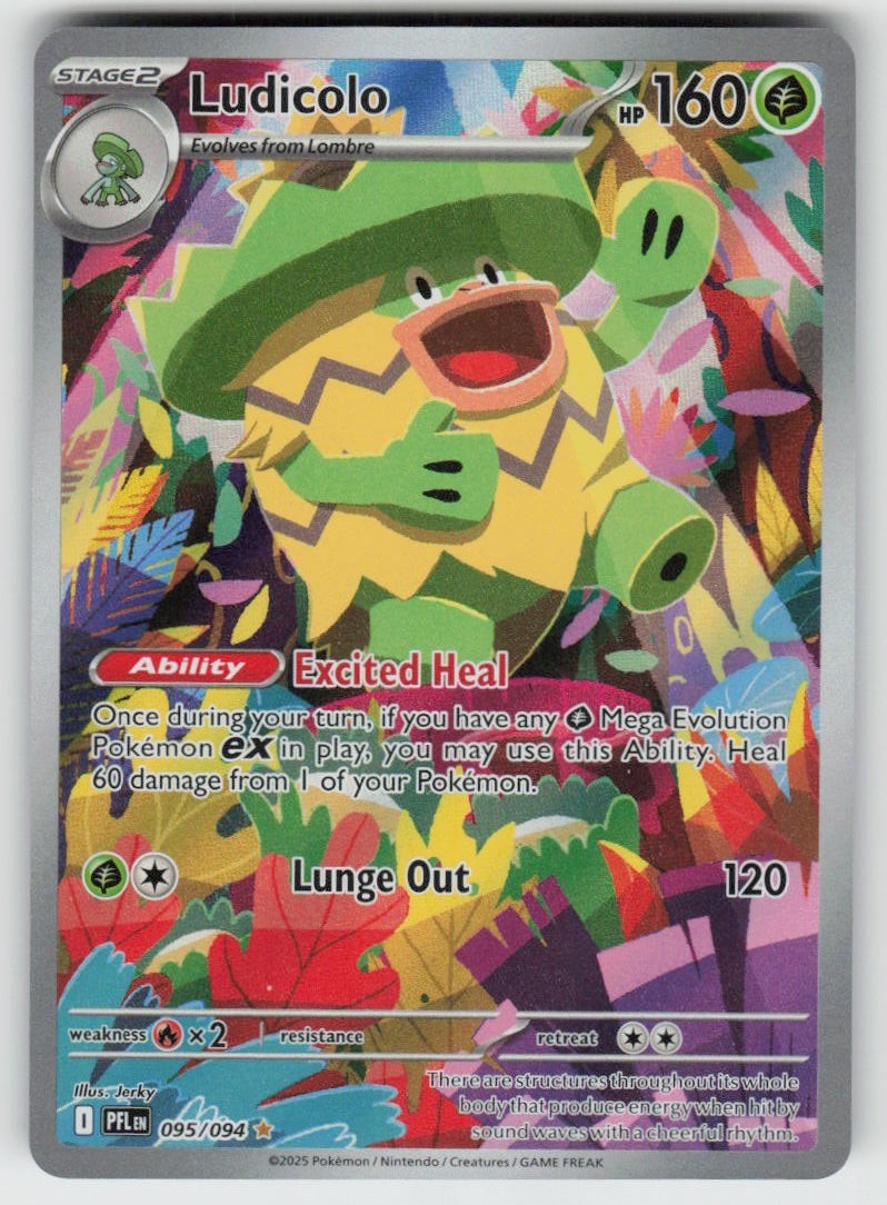 UR - 02 Holo Ludicolo 095/094 Illustration Rare ME02: Phantasmal Flames