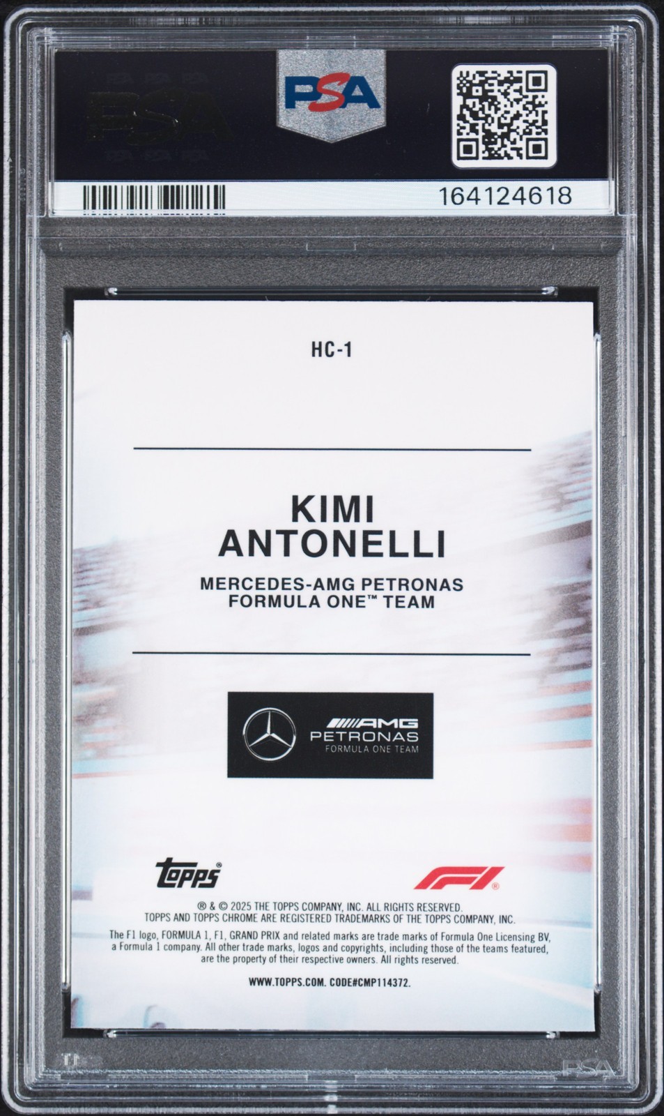 2025 TOPPS CHROME FORMULA 1 HELMET COLLECTION #HC-1 KIMI ANTONELLI PSA 8 view 2