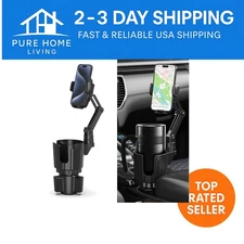 Enhanced Safety & Convenience: 2 in 1 Car Cup Holder with Adjustable Phone Mount