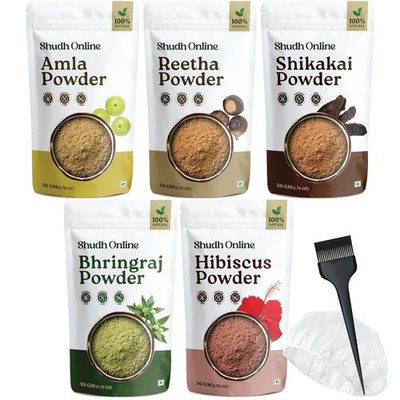 Herbal Hair Powder Combo 5x50g Amla Reetha Shikakai Bhringraj Hibiscus