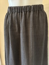 Eileen Fisher Pleated Midi Skirt Elastic Waist Gray Rayon Wool SZ M  See PICT