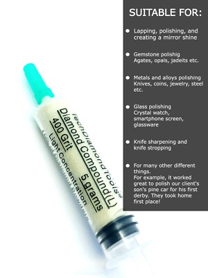 Diamond Paste Compound Polishing Lapidary 400 (L) Grit 5 Gram $13,99 MADE IN USA