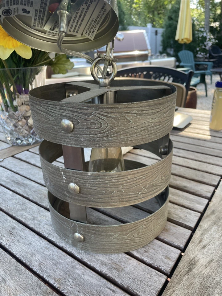 Gulliver 8-1/2 in 1-Light Graphite Chandelier Gray Wood Accents - Image 3 of 4