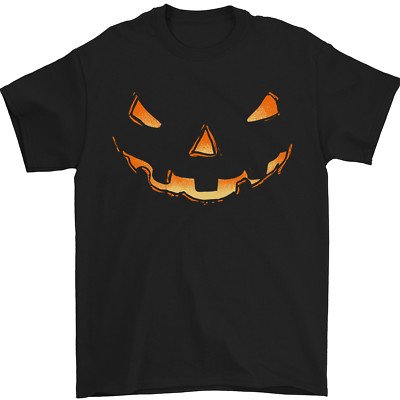 Halloween Kürbis Gesicht lustig gruselig Herren T-Shirt 100% Baumwolle