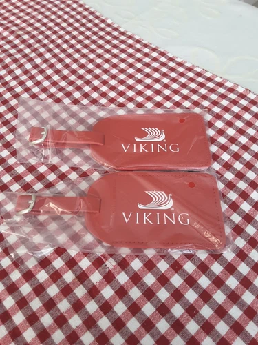 Viking Cruise Luggage Tags - Set of Two - Red Leather  - Brand New