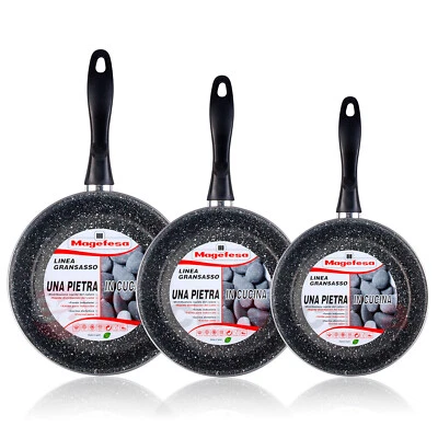 Lot de 3 poêles 18-20-24 cm induction, antiadhésives PIERRE Magefesa K2 Gransas