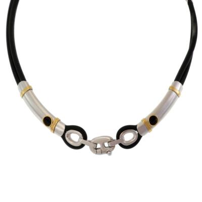 Baraka Italy 18k Two Tone Gold Rubber Collar Necklace - LIQUIDATION