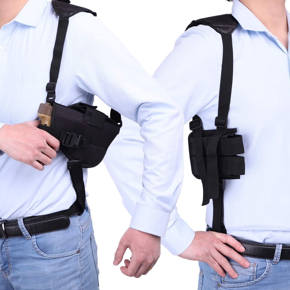 Tactical Shoulder Holster Airsoft Holster Gun Holster Adjustable with Mag Holder-image