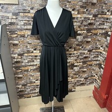 Vtg Womens Summer Short Sleeve V Neck Wrap Midi Dress size 8 Made In USA