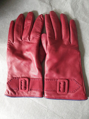 Sermoneta Gloves Lederhandschuhe Cashmere Futter Damen Gr. DE 7,5 Rot Top