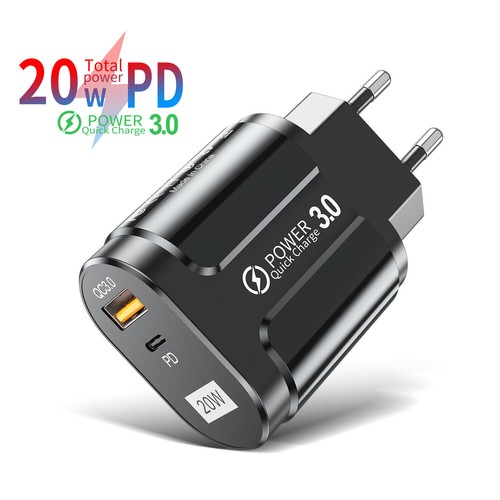 EU/US/UK Plug Smart Phone 20W USB PD QC 3.0 Fast Wall Charger Power Adapter C - Imagen 7 de 26
