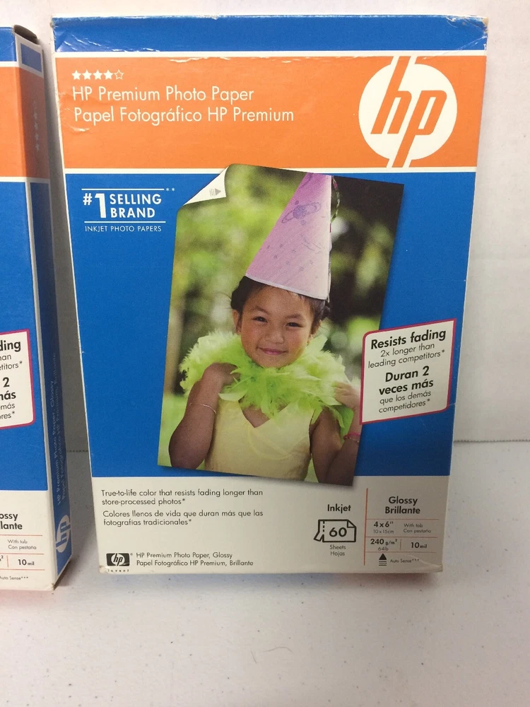 Photo Printer Paper 2 HP Hewlett Packard Q1989A Premium Glossy  120 Sheets Total