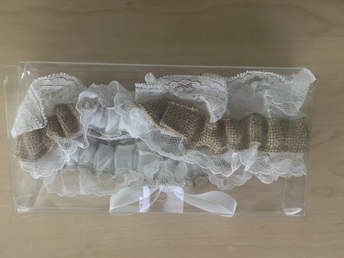 NEW Jute Burlap Lace Rustic Country Theme Wedding Bridal Garter - Picture 3 of 4