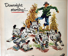 Scarecrow Dalmatian Puppies Texaco 1955 Ad Magazine Print Gasoline Fire Chief