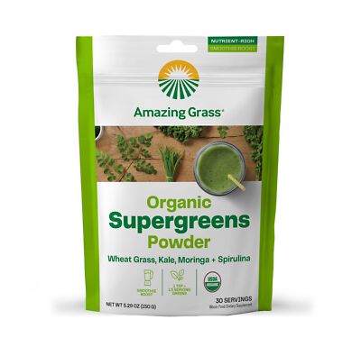 Amazing Grass Organic Super Greens Powder Smoothie Booster 5.29 Oz