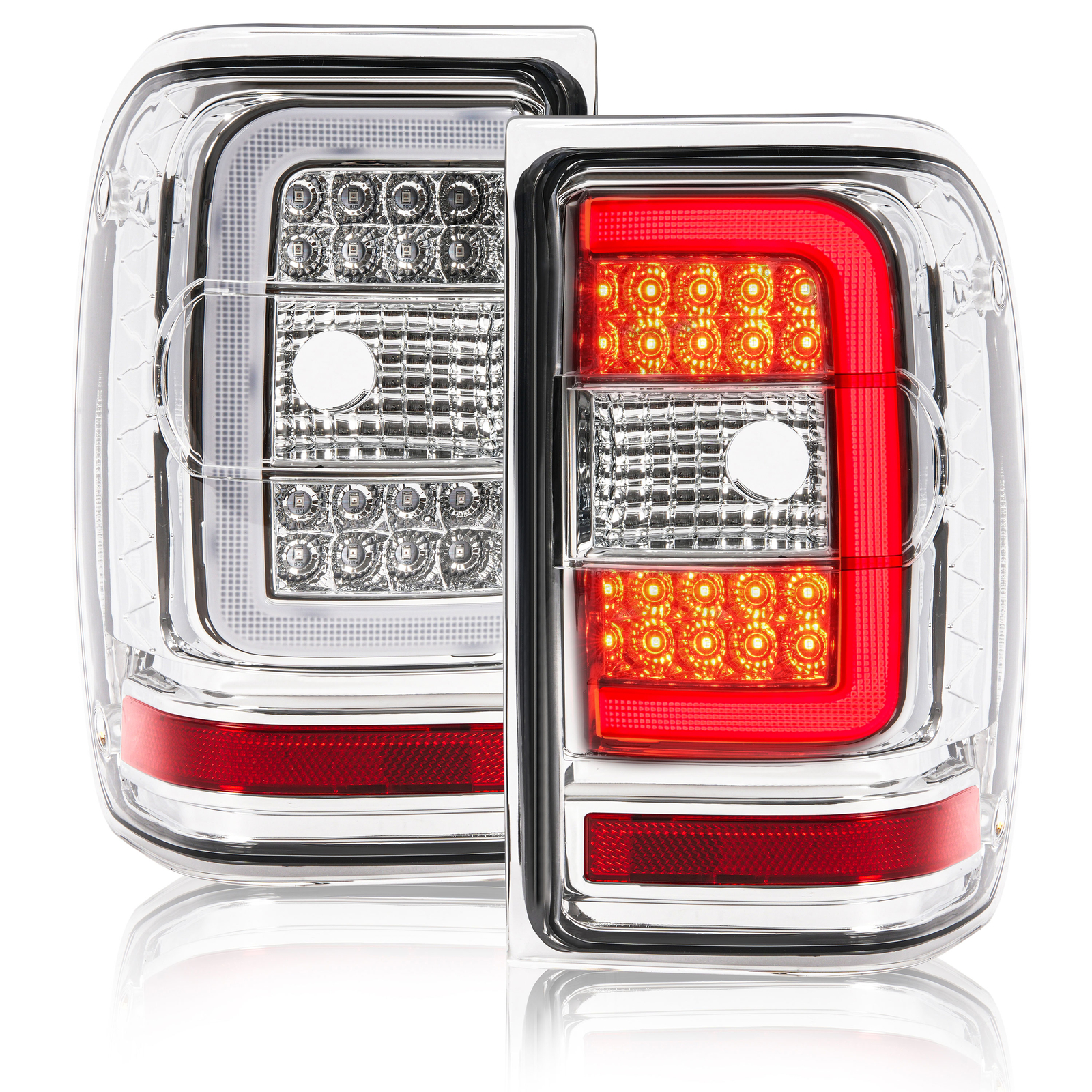 LED C Light Bar Tail Lights For Ford Ranger 2001-2011 Chrome Housing Clear Lens