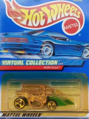 2000 Hot Wheels #157 Virtual Collection POPCYCLE Green w/Gold 3 Spoke China Base