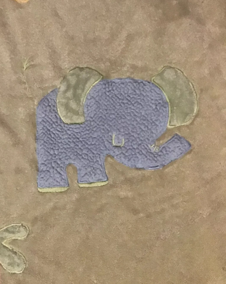 Manta Minky de Colección Rara Carters Animal Safari Peluche Sherpa Textura Verde Azul Foto 3 de 4