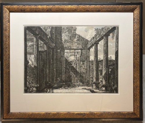 Antique c1764 GIOVANNI PIRANESI 'Temple Portico HERCULES -City of Cori' ETCHING